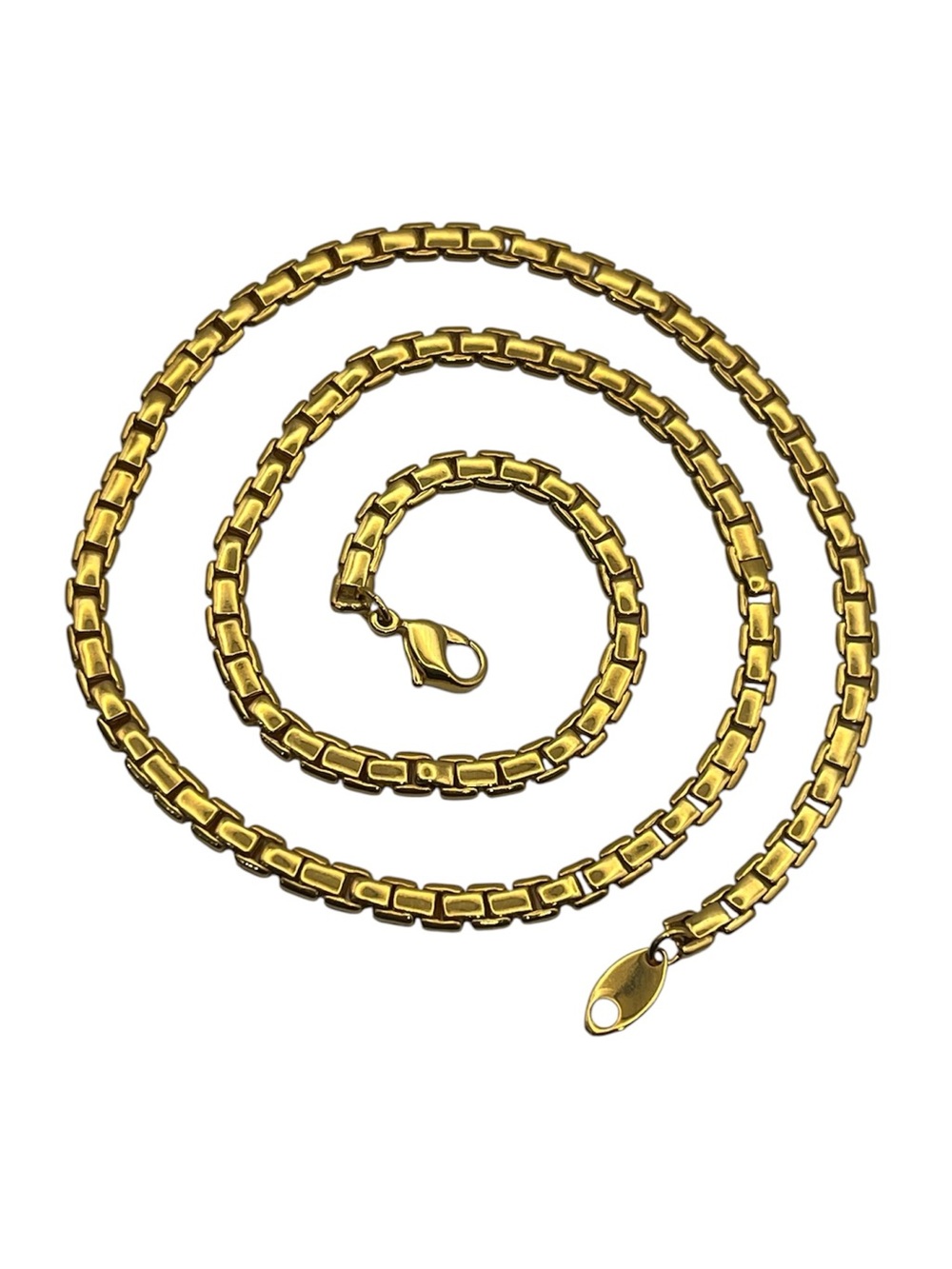 Gold tone flat 18” box chain necklace